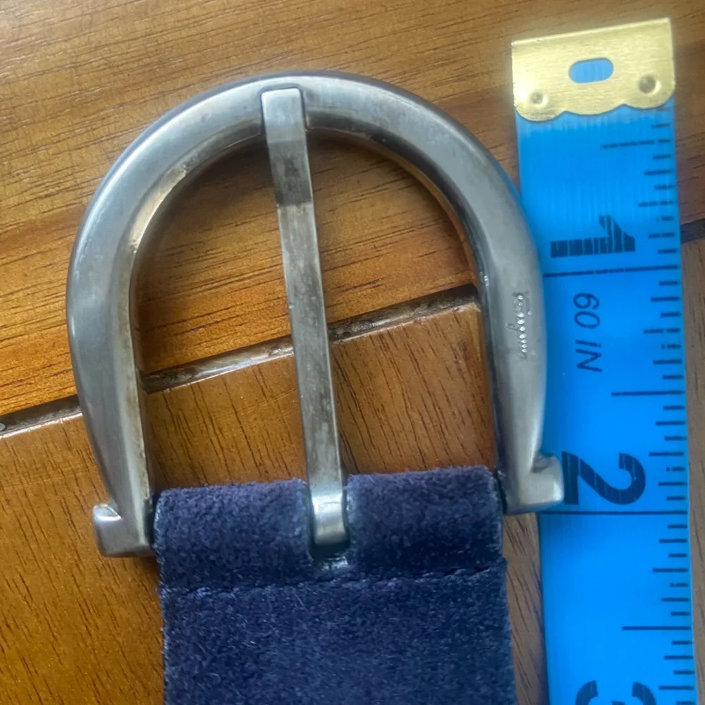 Salvatore Ferragamo Navy Blue Suede Belt Classic Design
